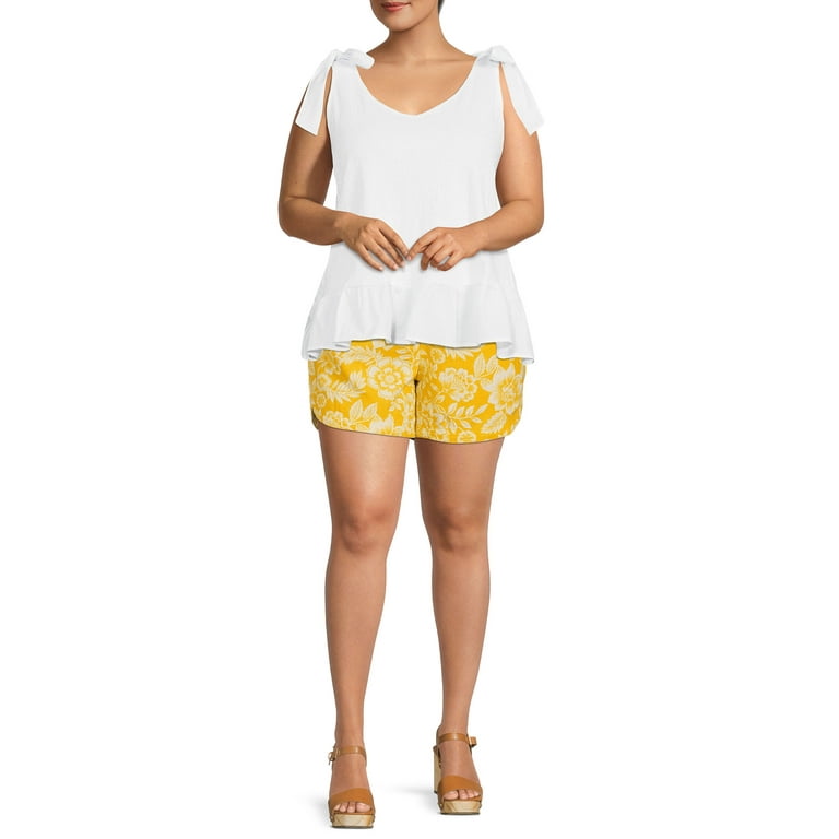 Linen shorts women's plus size online