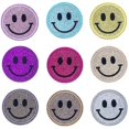 thumbnail image 1 of 9pcs Sparkling Pink Smiling Face Embroidery Cloth Sticking Hole, 1 of 4