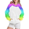 thumbnail image 2 of Bowake Vêtements d'Automne pour Femmes à Manches Longues Dégradé Chandails en Molleton Décontractés Légers Raglan avec Poche, 2 of 5