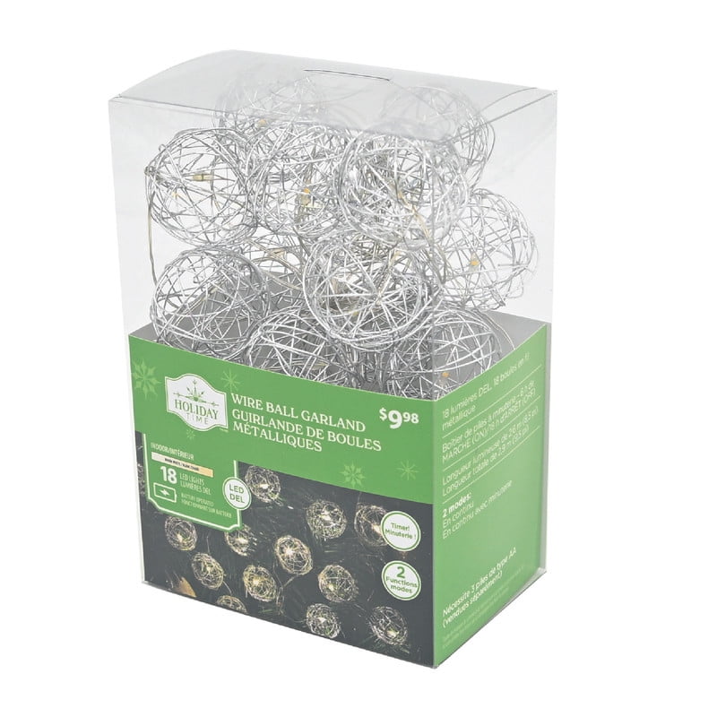 HOLIDAY TIME PL BO LED Silver Wire Ball String Lights – Festive Glow for Every Occasion