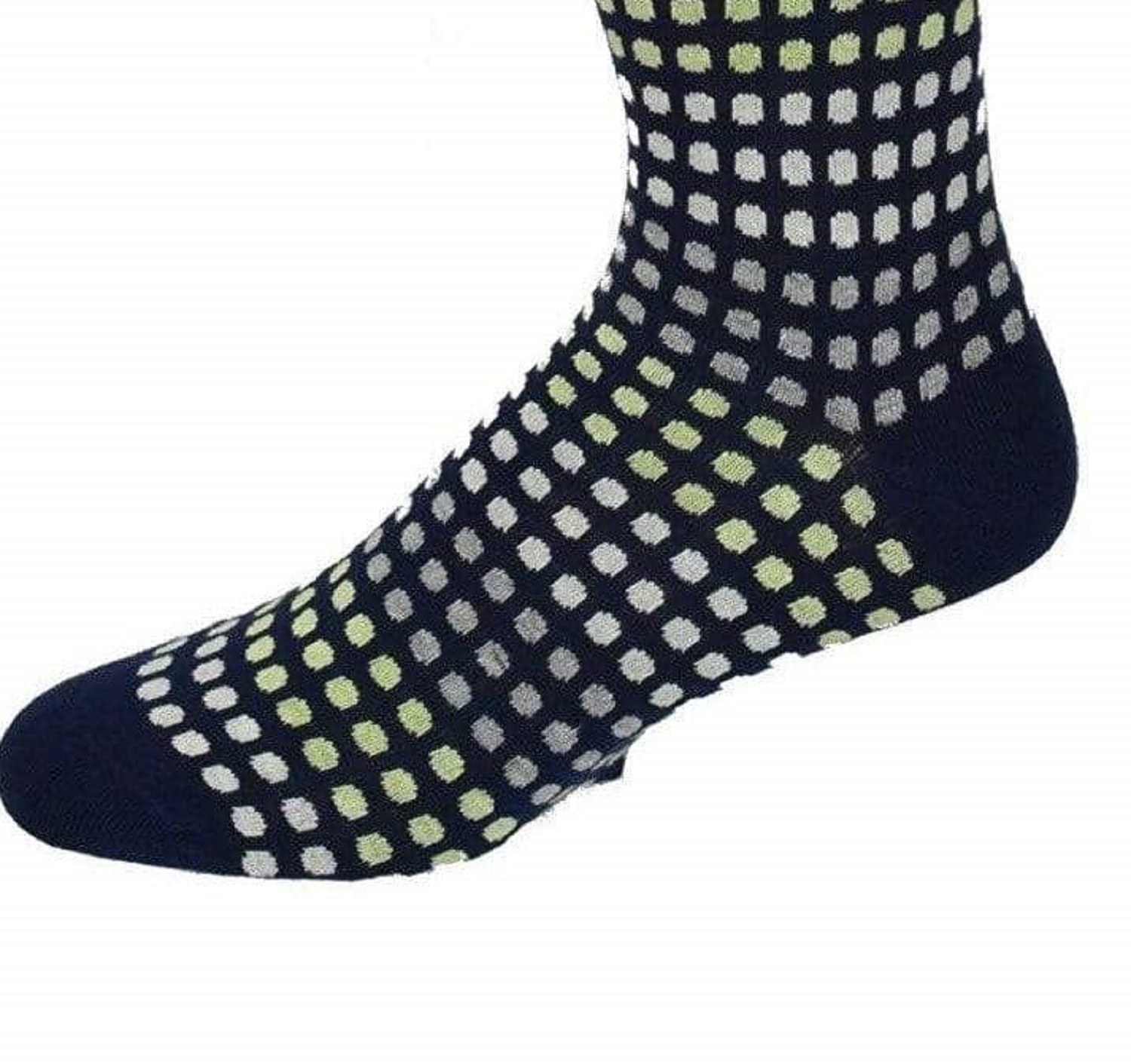 Sierra Socks Men's Casual Cotton Blend Fashion Design Mid Calf Dress Crew Socks, 3 Pairs (One Size: Fits US Men’s Shoe Size 6-12/ Sock Size, Navy Square/Navy Plain (M5500U)) - image 4 of 5