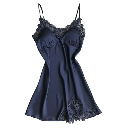 

NECHOLOGY plus Size Lingerie Sexy Pad Dress Babydoll Sleepwear Lace Robe Underwear Nightwear Womens Lingerie Garter Navy X-Large