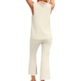 thumbnail image 4 of Hrsba Cute Set for Women,Fashion Solid Color Crew Neck Knit Sleeveless Top and Long Pants Casual Matching Outfit, 4 of 4