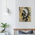 thumbnail image 4 of JEUXUS Native American Wall Art Decor Feather Headdress Canvas Picture Framed Tribal Theme Poster for Living Room Bedroom Large 12x16 in, 4 of 5