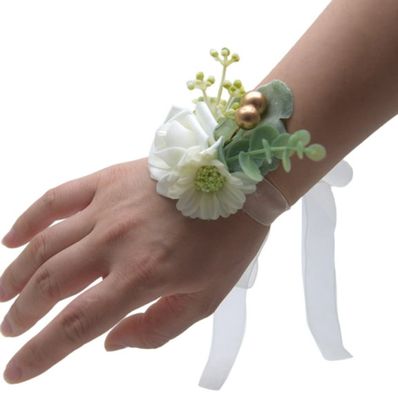 Aurgiarme 4Pcs Wrist Corsages for Mother of Bride Bridesmaid Rose Corsages Wristband for Bridal and Bridesmaid, Corsages for Proms
