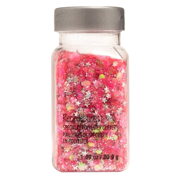 Recollections Pink Star Mix Specialty Polyester Glitter, 1.09oz., 12 Pack