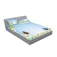 thumbnail image 2 of Ambesonne Colorful Fitted Sheet & Pillow Sham Set, Daisy with Butterflies, Full, Multicolor, 2 of 2