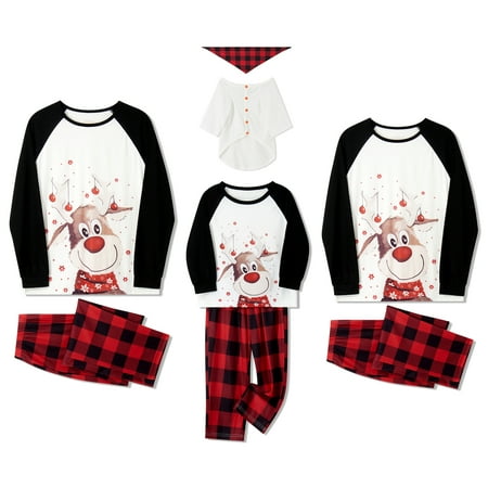 

QILINXUAN Christmas Family Pajamas Matching Sets Xmas Matching Pjs for Adults Kids Holiday Home Xmas Family Sleepwear Set