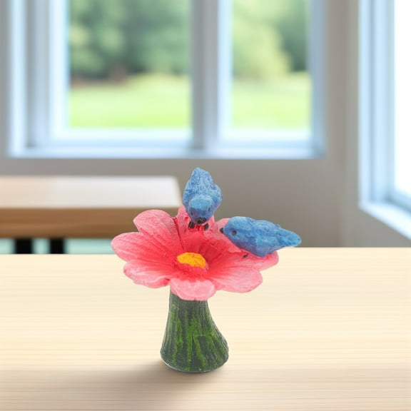 DRAFIDEEP Garden Statue 1Pcs Pink Resin Birds on Flower for Family and Friends