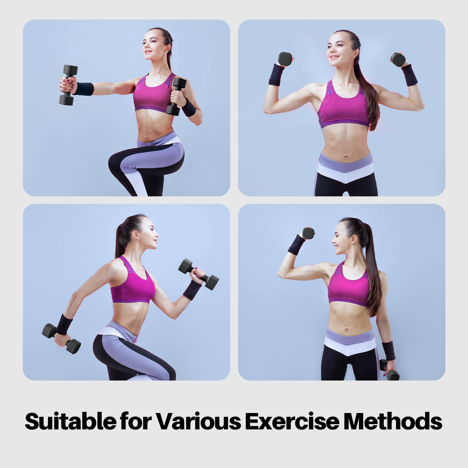 Adjustable Dumbbell Set  4 In 1 Free Weight For Women Hand At Home Each 2lb 3lb 4lb 5lb With Tpu Soft Rubber Handle Gym Aquatic Fitness Equipment Purple