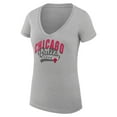 thumbnail image 2 of Women's G-III 4Her by Carl Banks Heather Gray Chicago Bulls Filigree Logo V-Neck Fitted T-Shirt, 2 of 3
