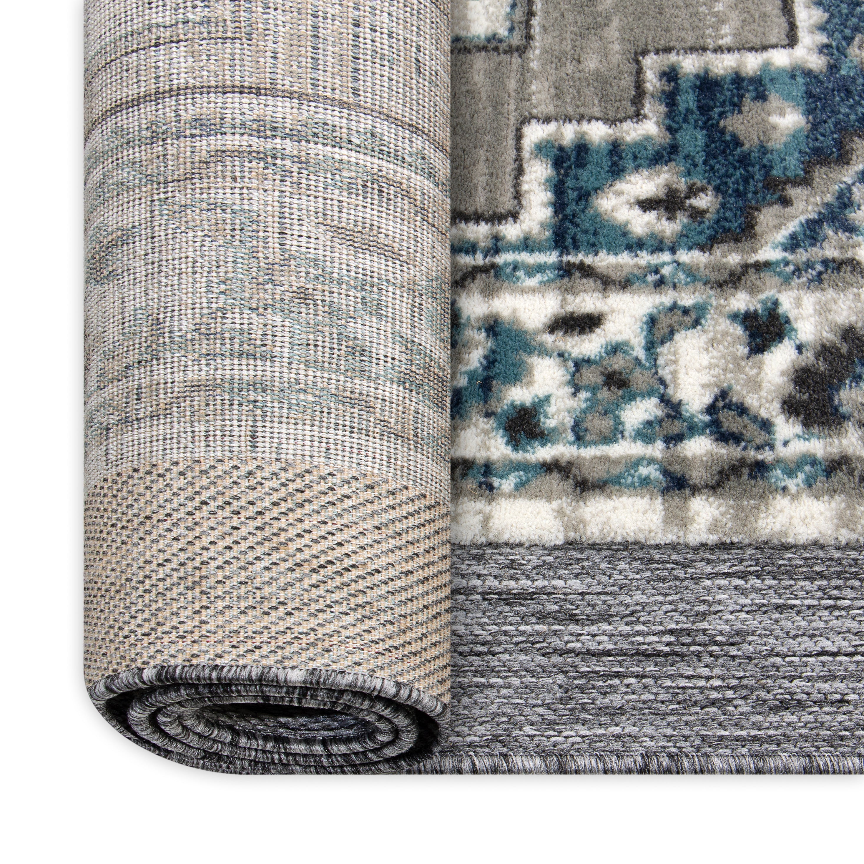 Mainstays Neutral Medallion Persian, Faux Layered, Indoor Area Rug, 5'x7'