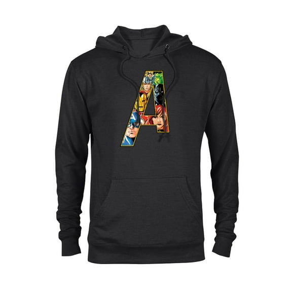 Marvel Avengers 60th Anniversary A-Logo Symbol Faces- Pullover Hoodie for Adults - Customized-Black