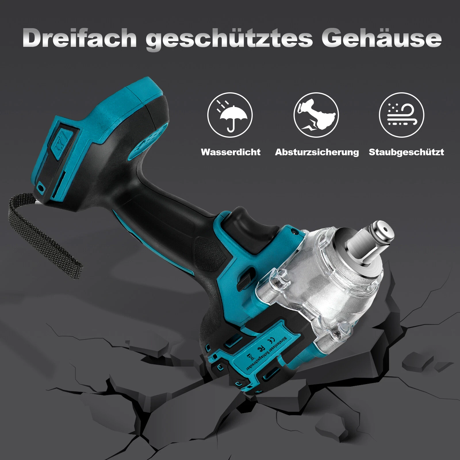 21V Cordless Electric Impact Wrench Gun 1/2'' High Power Driver w/ 6.5Ah Li-ion Battery