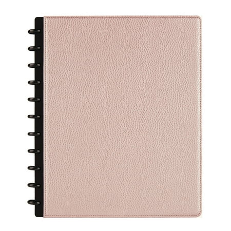 TUL® Discbound Notebook, Elements Collection, Letter Size, Leather Cover, Rose Gold/Pebbled, 60 Sheets