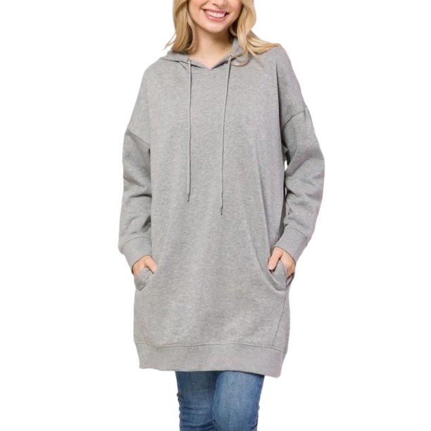 UKAP Tops con capucha para mujer Sudaderas con capucha con cordón Jersey de manga larga Mini sudadera cómoda Vestido deportivo
