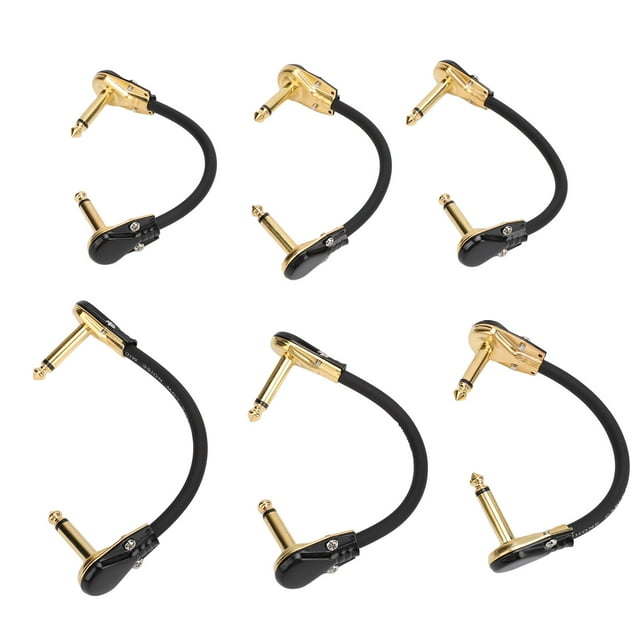 6 Pcs Guitar Effect Pedal Cable 15cm 6 Inch 1/4 Inch Right Angle Guitar Patch Cable for Microphone Amplifier Keyboard