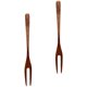 thumbnail image 1 of Tenedor de fruta, cubiertos de madera, mini palillos para comida, tenedores para degustación de pasteles, estilo japonés, para bebés y niños, 2 piezas, 1 of 6