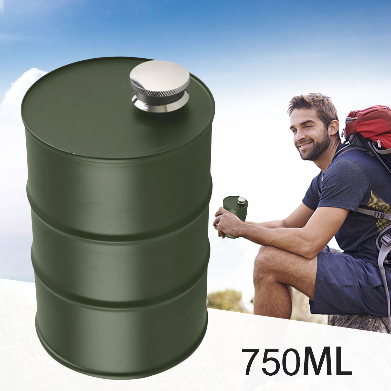 Drum Hip Flask Drinkware Petrol Tank Camping Travel Bottle Kettle Outdoor Tool 