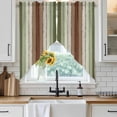 thumbnail image 4 of Sage Green Kitchen Window Curtains, Swag Curtains Valance for Bedroom Living Room Bathroom, Farmhouse Wood Grain Vintage Brown Striped Rod Pocket Window Curtain Block Drapes 2 Panels 28"x36", 4 of 9
