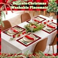 thumbnail image 6 of 6 Pcs Christmas Watercolor Placemats 12 x 17 Inches Xmas Plastic Placemats Set of 6 Wipeable Table Vinyl Mats for Dining Kitchen Indoor Outdoor Party Holiday Decoration (Let it Snow), 6 of 6