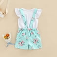 thumbnail image 5 of Girl Clothes Baby Short Sleeve T Shirts Sunflower Overalls Romper Jumpsuit Summer Outfit Cute Clothing Set, 5 of 7