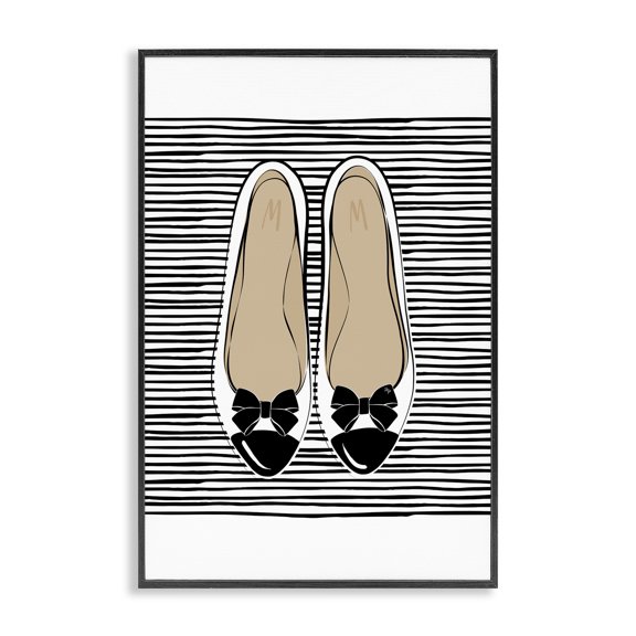Stupell Industries Contemporary Bow Flats on Stripes Black Framed Giclee Art, 12 x 18, by Martina Pavlova