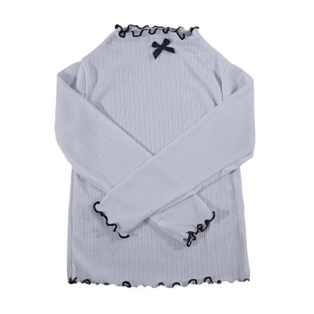 Chandails pour Filles à Manches Longues T-Shirts Basiques à Col Rond en Coton Chandail Décontracté pour Enfants Chandails d'Uniforme pour Filles 7-8 Ans