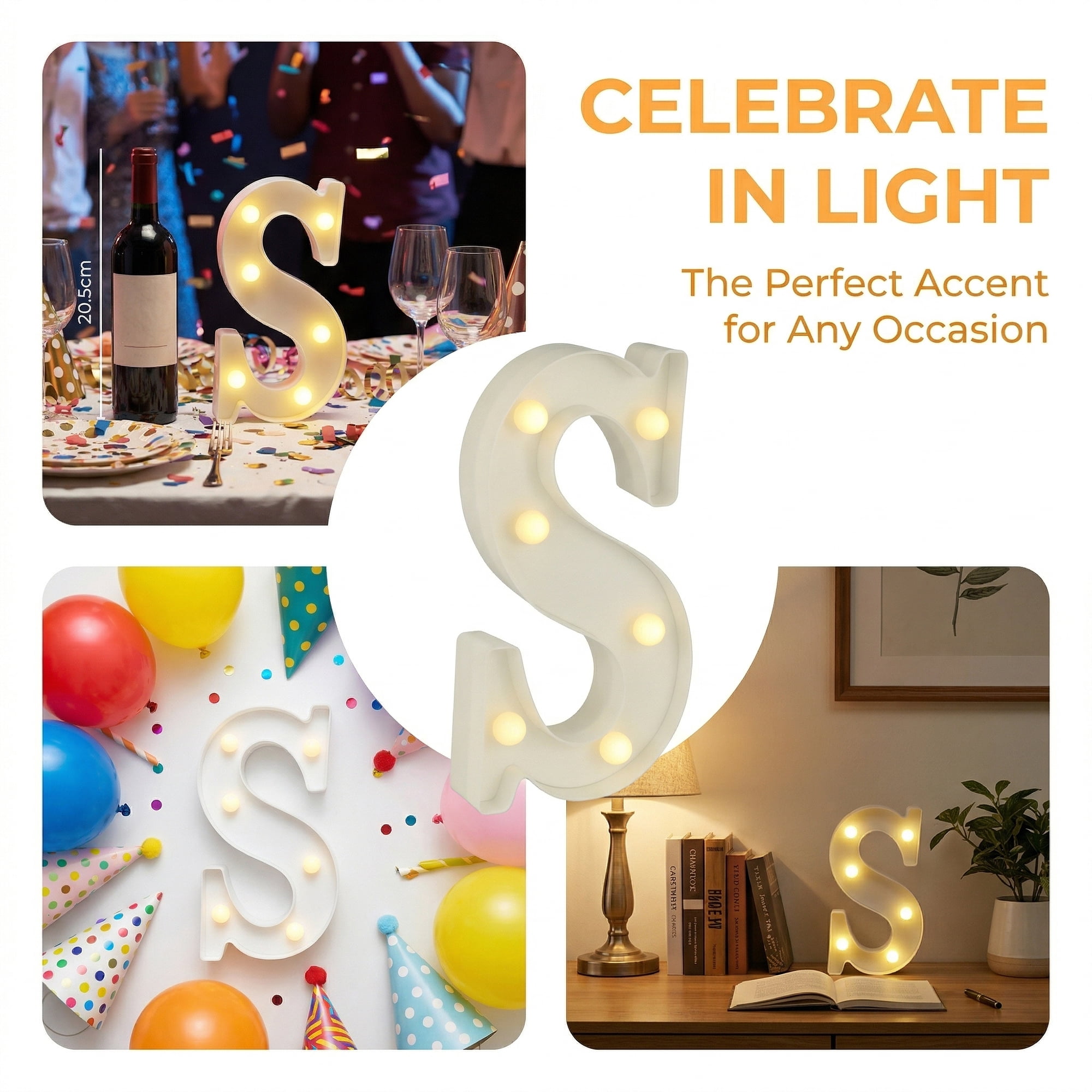 Unique Bargains Marquee Letters With Lights LED Light Up Signs Letter S 5.5"L x 1.3"W x 8.1"H