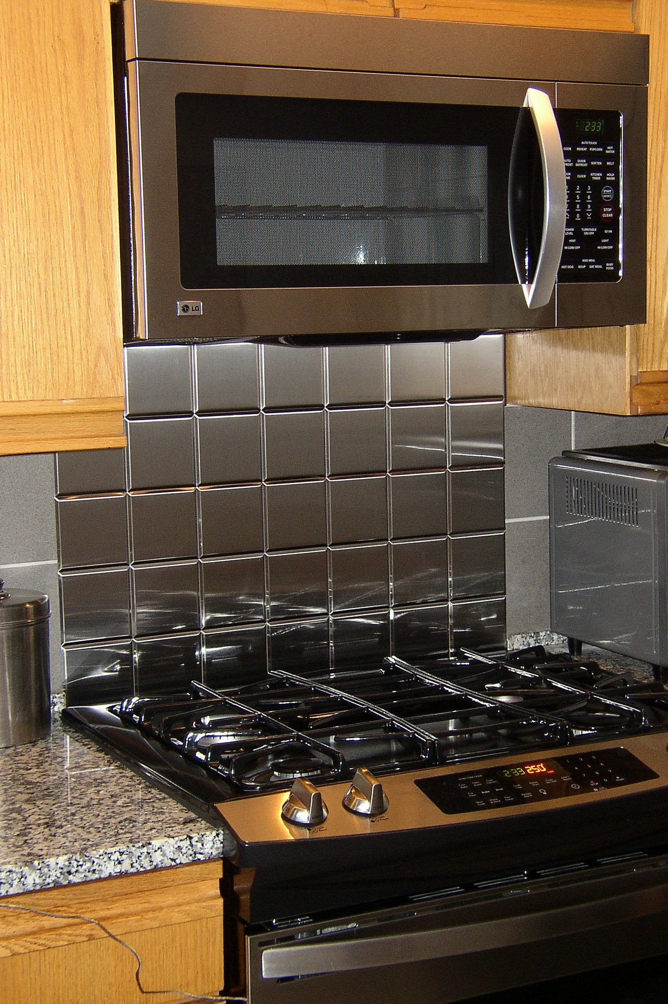 4" x 4" Brushed Stainless Steel Kitchen Backsplash Tile (36 Tile Stainless Steel Tile For Backsplash