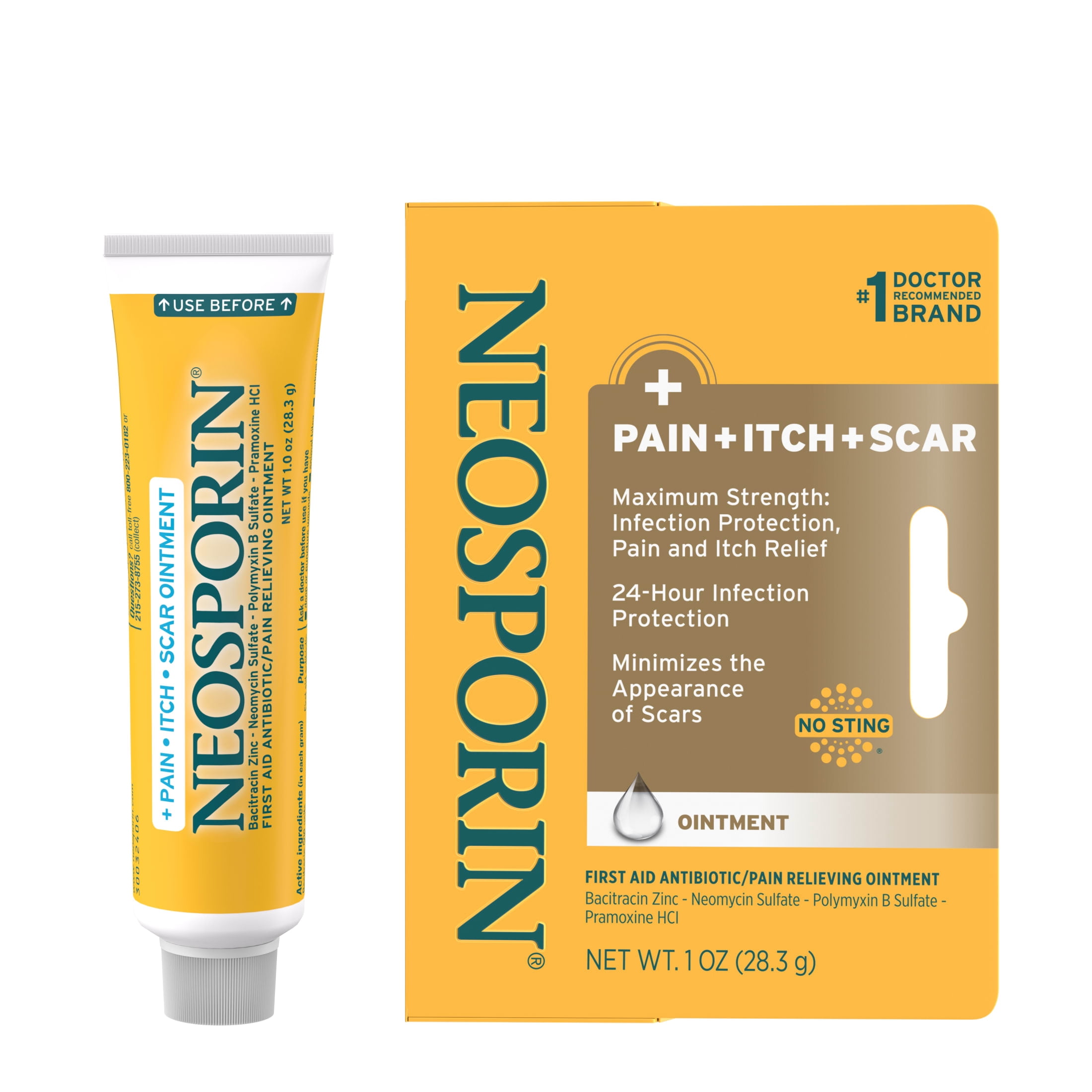 (3 pack) Neosporin + Pain, Itch, Scar First Aid Antibiotic Ointment, 1 oz