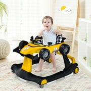 Costway 4-in-1 Baby Walker Foldable Activity Push Walker Adjustable Yellow