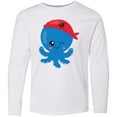 thumbnail image 3 of Inktastic Pirate Octopus, Blue Octopus With Red Pirate Hat Long Sleeve Youth T-Shirt, 3 of 5