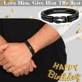 thumbnail image 2 of Birthday Gifts for Men Teen Boys Gift Leather Bracelet Happy Birthday I Love You Forever Engraved Linked Together 21st 30th 40th 50th 60th Birthday Valentines Jewelry, 2 of 7