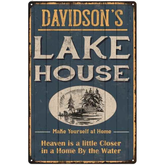 DAVIDSON'S Lake House Blue Cabin Home Decor 16 x 24 Matte Finish Metal 116240038269