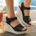 thumbnail image 4 of AXXD Wedge Sandals for Women,Ladies Sandals,Open Toe,Ankle Strap,High Heel,Black,43 (US:9.5), 4 of 9