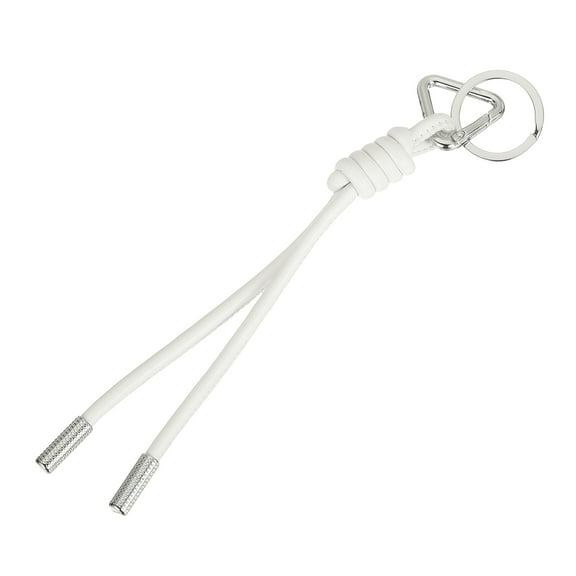 Uxcell Leather Keychain with Triangle Ring Charm and Braided Design, White