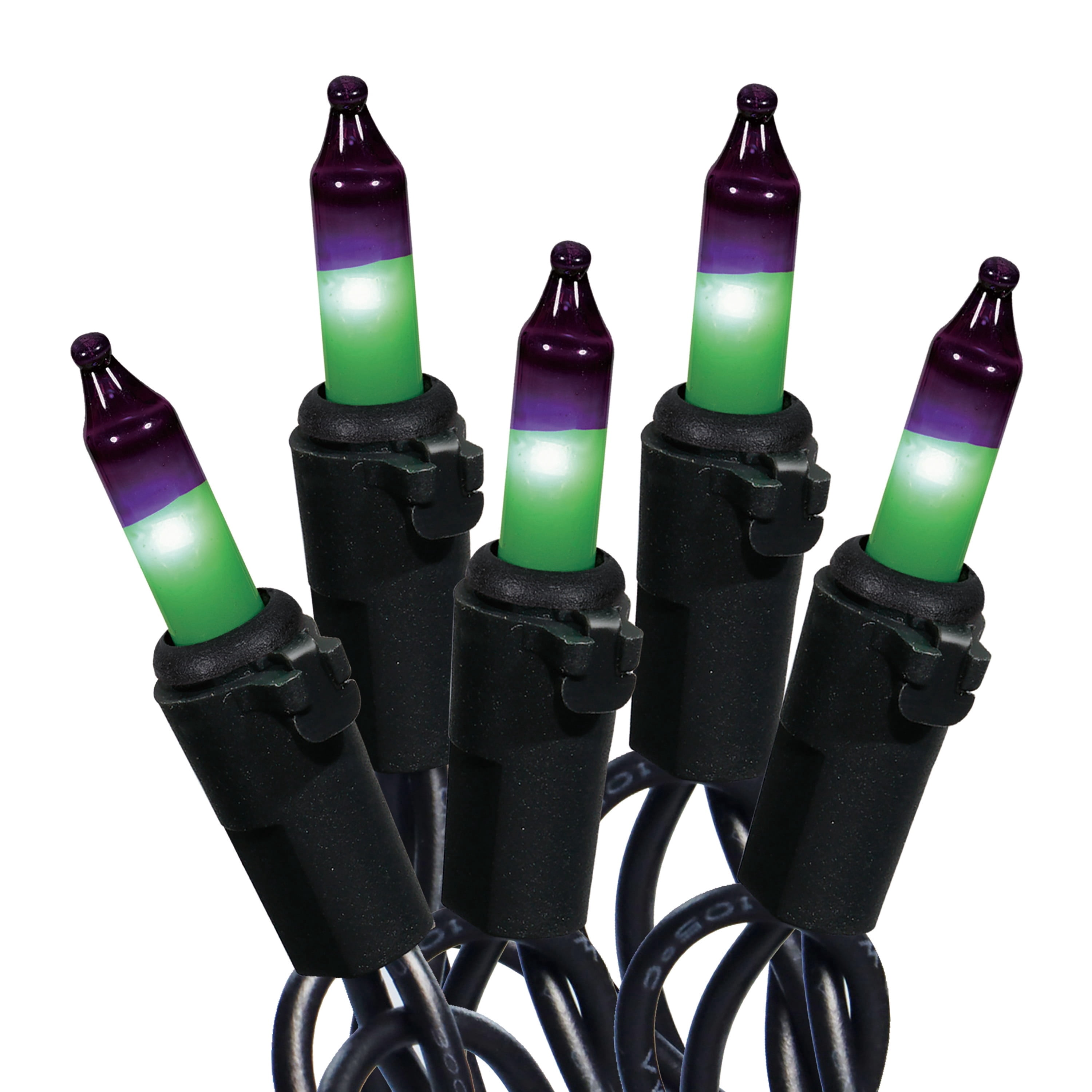 Indoor/Outdoor 50-Count LED Double String Lights, Purple and Green, 9.5', Halloween by Way To Celebrate