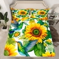 thumbnail image 2 of Homewish Hummingbird Animal Twin Sheet Sets 3pcs for Teens Boys Girls,Floral Sunflower Flower Twin Fitted Sheet Microfiber,Green Yellow Breathable Flat Sheet,Lightweight Room Decor, 2 of 7