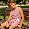 thumbnail image 6 of Nilvkv Boys Sweatsuit, Boys Summer Outfits, Sleeveless Round Neck Top and Shorts Set Summer Pink 3-4 Years, 6 of 8