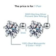 thumbnail image 2 of 0.5-2.0ct Moissanite Screw Stud Earrings 925 Sterling Silver 6 Prong Diamond Earrings For Women D Color Wedding Fine Jewelry, 2 of 5
