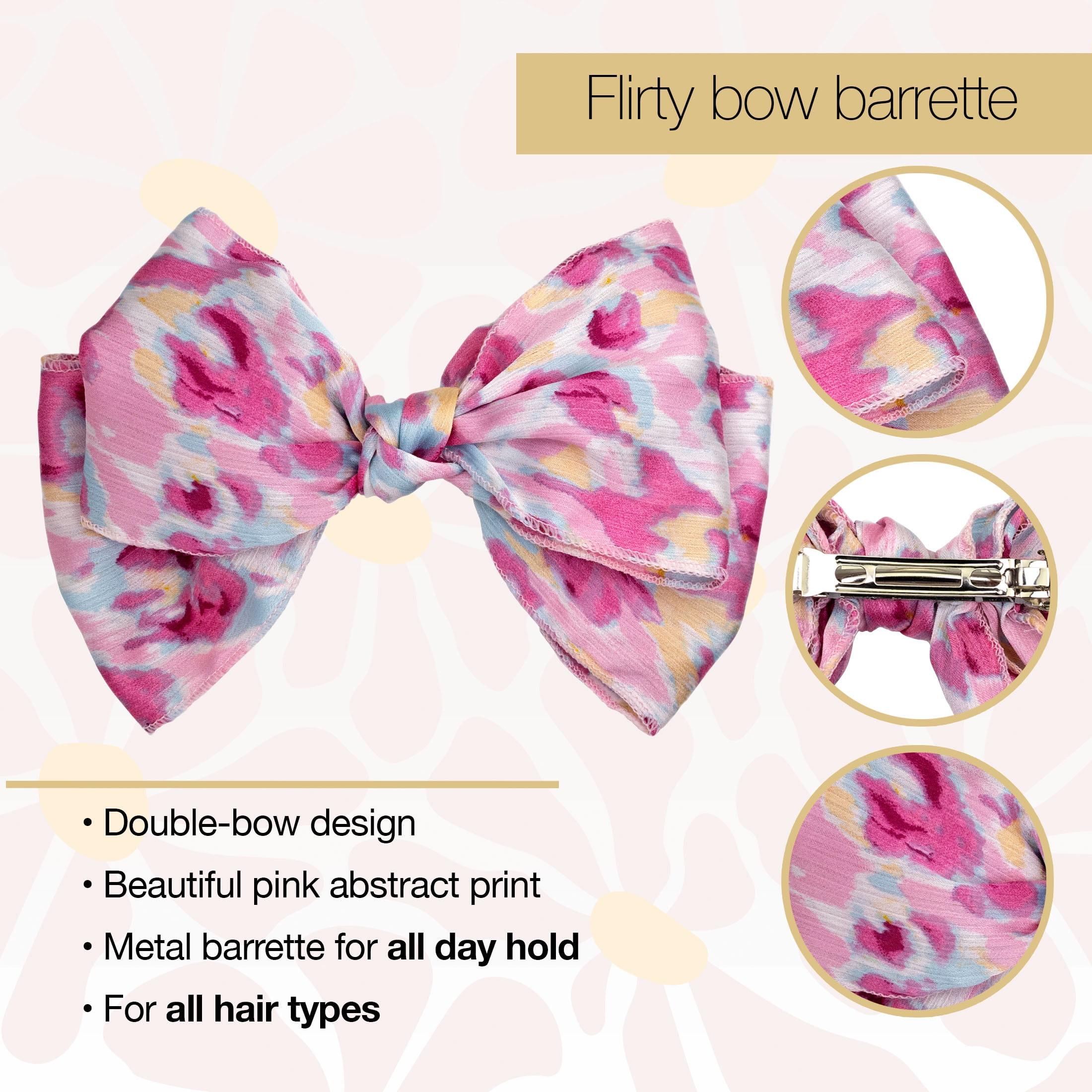 Scunci Fabric Bow Barrette Print Hair Accessory