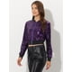 thumbnail image 3 of Chaqueta De Lentejuelas Tipo Aviador Con Cremallera En La Parte Delantera Con Purpurina Brillante Para Mujer Púrpura L, 3 of 6