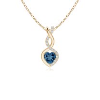 Angara Natural London Blue Topaz Infinity Heart Pendant Necklace for Women in 14K Yellow Gold (Size-4mm) | November Birthstone Jewelry