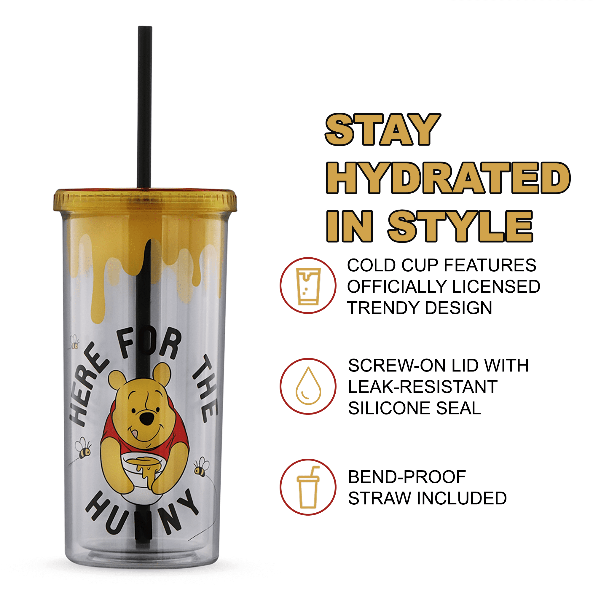 Silver Buffalo Winnie The Pooh Balloon Stainless Steel Tumbler With Straw