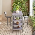 thumbnail image 4 of MOOSENG 3-Piece Bar Table and Chairs Set, Faux Marble Kitchen Counter Table with 2 PU Upholstered Bar Stools, Bistro Table with 3-Tier Storage Shelves, Space Saving for Small Space, 4 of 8