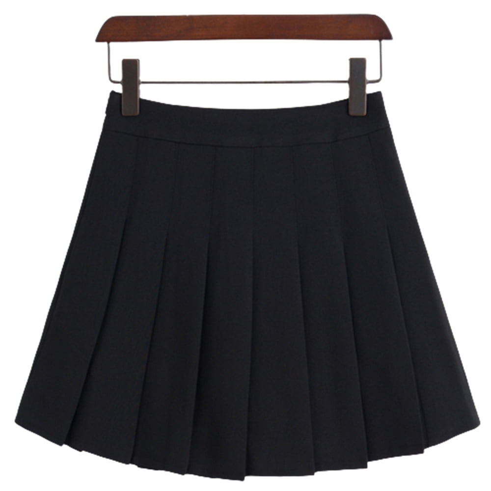 Girls Women High Waisted Plain Pleated Skirt Skater Tennis School Uniforms  A-line Mini Skirt with Lining Shorts(Black Skirt Pants,2XL) - Walmart.com