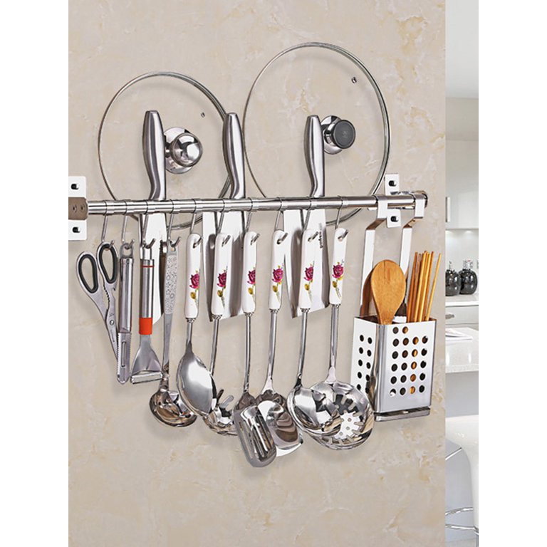 Stainless Steel Kitchen Rack for Pots, Pans and Utensils Wall Mounted  Kitchen Storage 