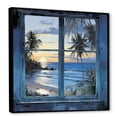 thumbnail image 2 of Designart "Horizon of Tranquil Beach Windows III" Coastal Framed Wall Art - Green Coastal Windows Entryway Framed Wall Art Print, 2 of 6