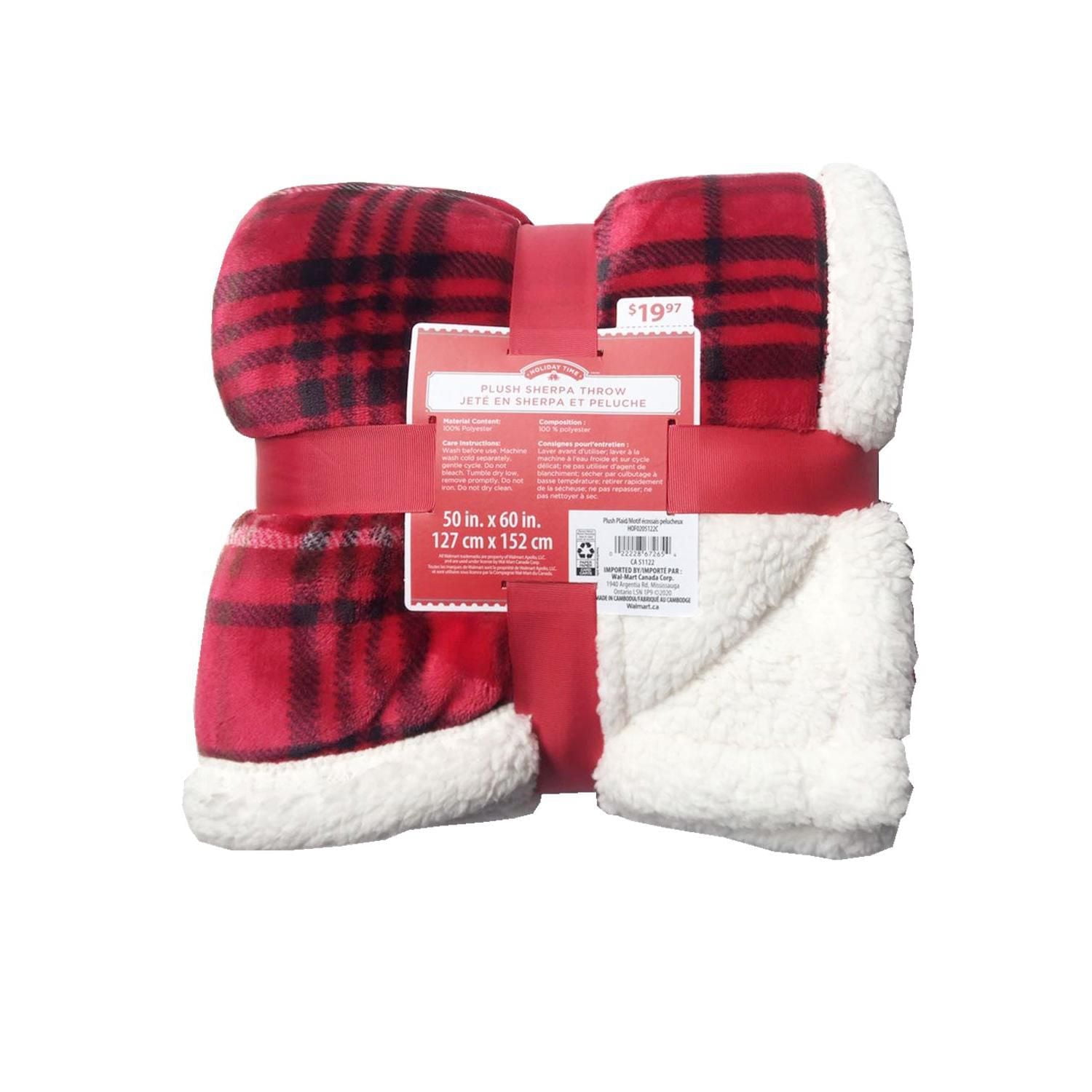 Holiday Time Plush Sherpa Throw